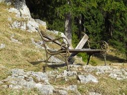 landscape of bench on a rock in the forest