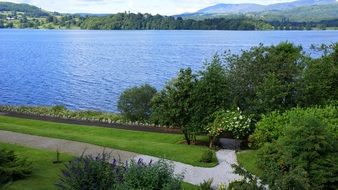 panorama of a picturesque park near the lake