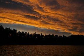 orange sunset afterglow on clouds