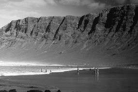 black and white photo of the coast of Lanzarote