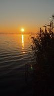 Orange Sky Dawn Fog lake Reflection landscape