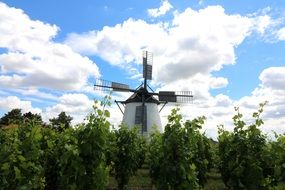 white Windmill Sky Clouds view