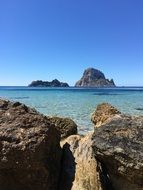 landscape of morra rock in Ibiza at summer