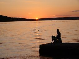 romantic sunset on the Adriatic coast in croatia