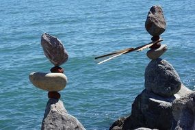 balance stones on the beach