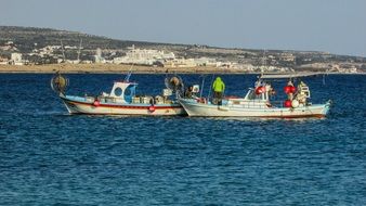 fishing boat with fishermen in cyprus
