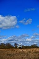 Landscape with the windmill on the field