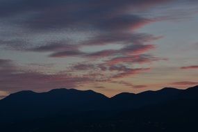 silhouette of mountains at dusk in croatia