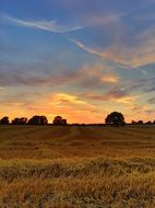 sunlight on the horizon at dusk