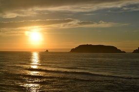 sunset on the sea coast