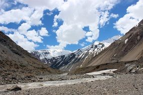 panorama of a sunny valley in the mountains in chile