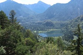 panoramic view of the lake among the alps