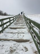 staircase on a ranch in the snow