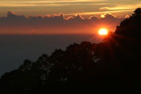 Colorful Sunrise on the mountain in Thailand on landscape