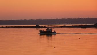 landscape of orange sunset over Brittany in France