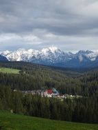remote view of the village in the Tatra valley