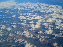 beautiful white cumulus clouds from above