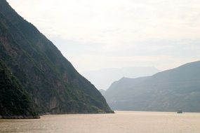 water running between mountains