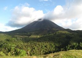 mountain under white clouds