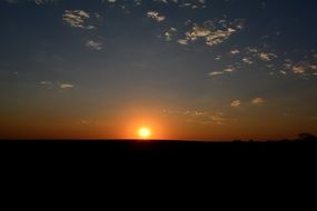 bright sunset over the dark horizon