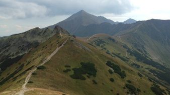 cloudy sky over the trail in Tatras