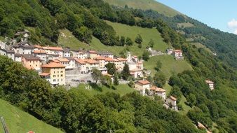 mountainside village in Switzerland