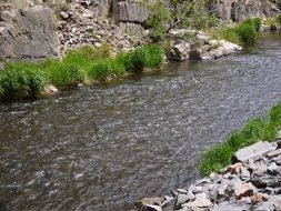 landscape of Colorado River streaming among rocks, usa, california, Boulder Creek