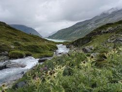 distant view of lake silvretta stausee in austria