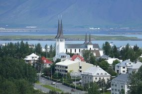 panoramic view of reykjavik on the atlantic
