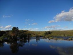 summer sky reflected in the lake