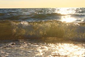 waves in the evening on the Baltic Sea