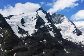 Landscape of snowy black Mountains