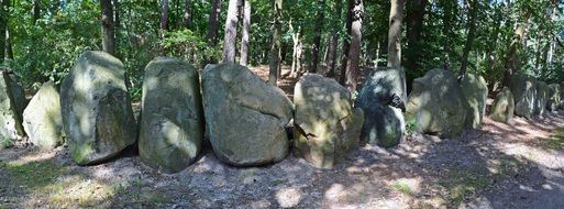 stone fence in the forest at saxony hain