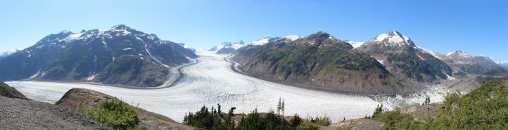 panoramic view of salmon glacier on a sunny day