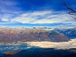 panoramic view of the lake in the valley between the mountains