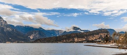 scenic panorama of Garda Lake at Mountains, Italy