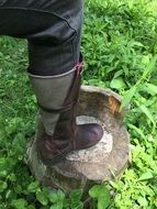 rustic shoes on farmer's foot