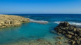 Ayia Napa rocky beach in summer
