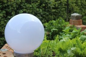 white ball-shaped lamp in the garden