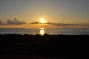 Beautiful landscape with the sunset on the ocean