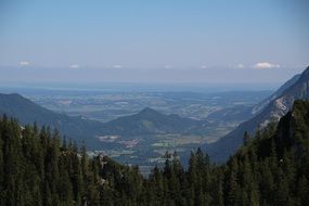 panoramic view of the valley among the mountains on a sunny day
