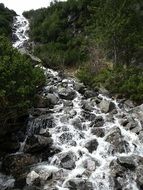 waterfall on a green mountain