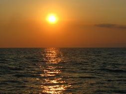 sunset at sea at dusk