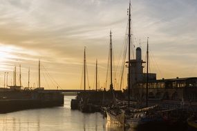 landscape of Harbor at the Sunset