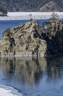 landscape of Rocks and frozen lake