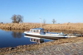 ferry in the harbor in Prettin, Germany