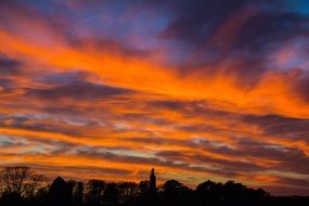 orange cloudly sky at the sunset