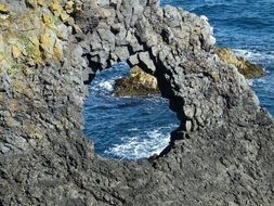 natural hole in the rock on Snaefellness, Iceland