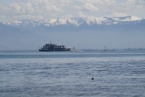 distant view of a ship on Lake Constance