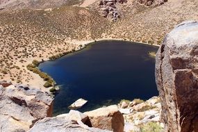 cochiguaz with dark water in the mountains in chile